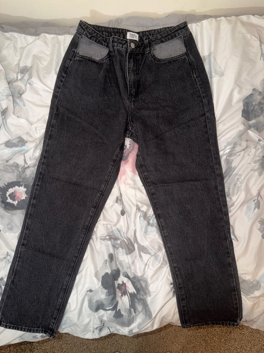 Simple Society Women’s Black Washed Boyfriend Jeans